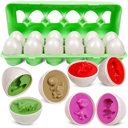 Image of NAODONGLI Dinosaurs Eggs,Egg Toys for Toddlers,Montessori Geometric Egg Puzzle Toy Early Educational Learning Color Sorting & Shape Matching Easter Basket Stuffers Gifts for Boys Girls