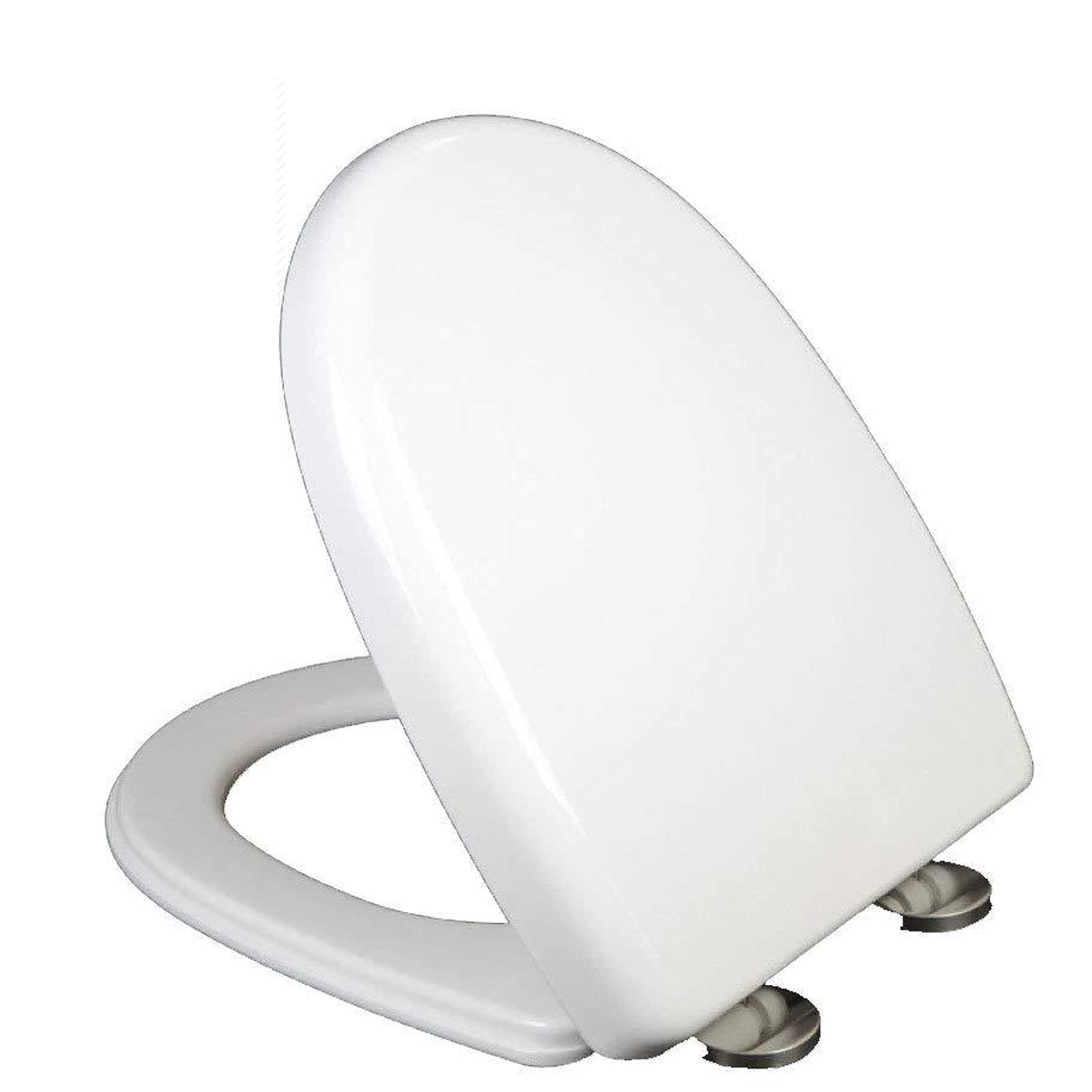 LuoMei U Shape Ergonomic Toilet Seat with Slow Soft Close Features and Adjustable Hinge, PP board, Install above, High-Density Ultra-Thin Mute Toilet Lid,White