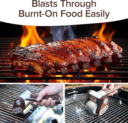 Spazzola elettrica per grill, senza fili, ricaricabile, con luce LED, 350 giri/min, spazzola elettrica senza setole per tutti i tipi di grill