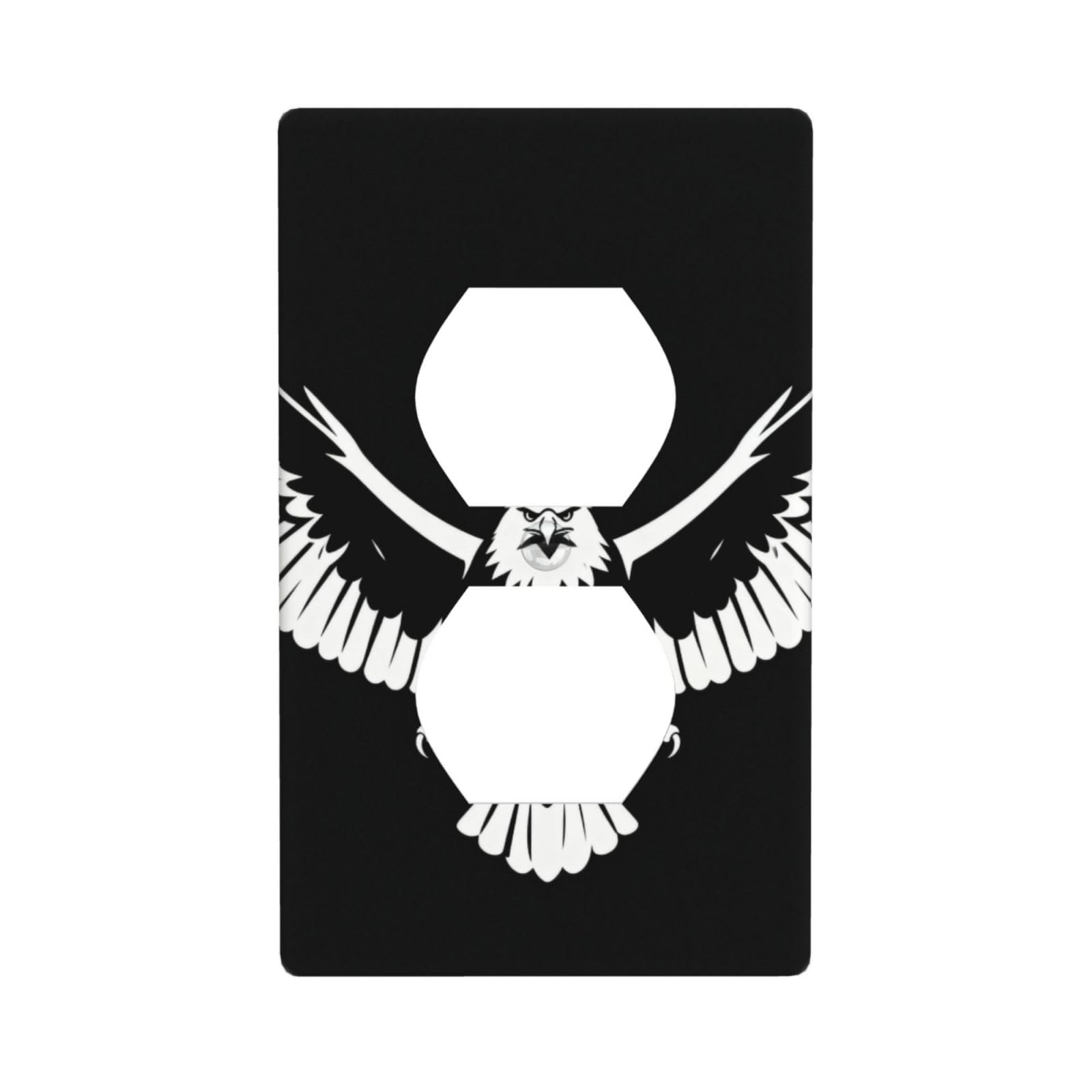 Black and White Eagle Decorative Switch Plate Cover-Unbreakable Polycarbonate Wall Plate for Home Office, 1 Gang with Screws