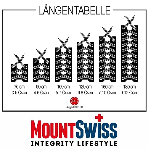 Mount Swiss runde Premium-Schnürsenkel für Arbeitsschuhe, Wanderschuhe und Trekkingschuhe - Polyester - ø 4,5 mm - sehr reißfest - Farbe Schwarz-Grau Länge 120cm