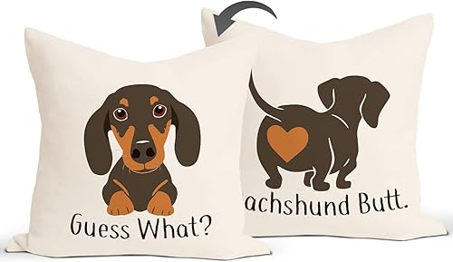 Fundas de almohada reversibles de perro salchicha Regalos de perro salchicha para mujeres, regalos de perro Wiener, almohadas decorativas para