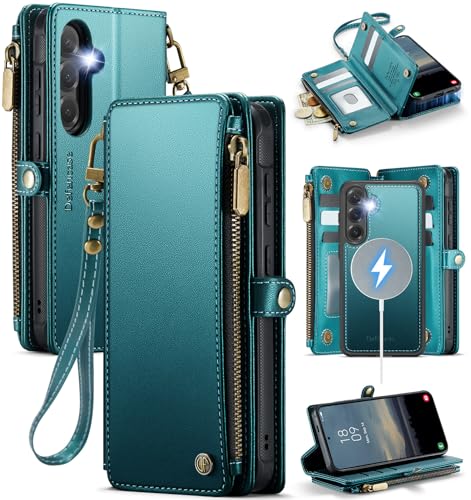 Étui portefeuille Samsung S25 Plus magnétique RFID antichoc housse cuir MagSafe amovible