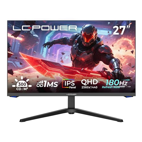 Monitor Gaming 27 Pollici, QHD Pannello Rapid IPS, 2560x1440, 180 Hz, 1 ms, Gamut di Colori 99% sRGB, Adaptive Sync, Inclinazione Regolabile, HDMI 2.0, DisplayPort 1.4, LC-M27-QHD-180