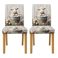Playful Sheep Design Seat Covers for Chairs, Stretch & Washable Spandex Slipcovers, Festive Chair Protectors for Holiday Decor 2PCS