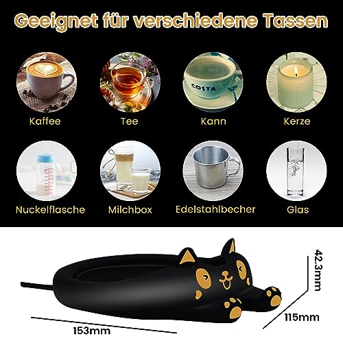 Tassenwärmer Kaffeewärmer für den Schreibtisch automatische Abschaltung, intelligenter Kerzenwärmer mit 3 Temperatureinstellungen, elektrischer Getränkewärmer für Kaffee, Kakao, Tee (Schwarz) – Bild 3