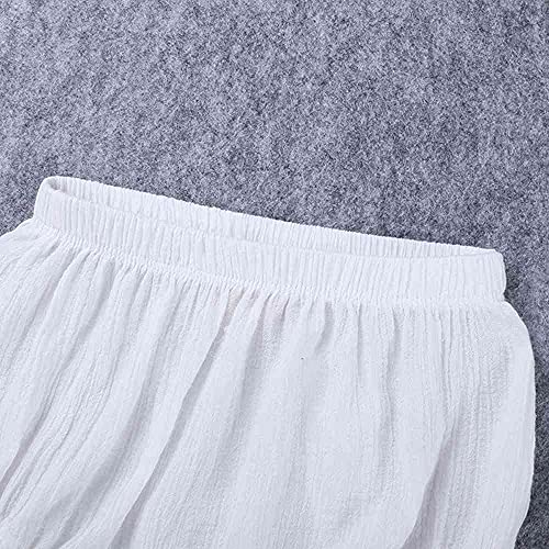 Dcuterq Toddler Baby Girls Boys Solid Color Cotton Linen Shorts Summer Bloomers White 12-18 Months #TOP1
