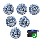 SZAIENXIL Set of 6 Spin Mop Heads Replacements Compatible with RinseClean 2 Tank System Microfiber Spin Mop Refills (6)