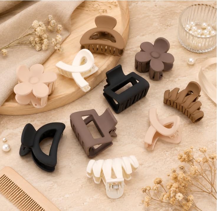10PCS Mini Hair Claw Clips, 0.98in Matte Neutral Mix for Women