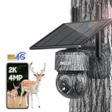 IMGCAP Cellular Trail Camera 4G LTE Wireless Hunting Game Solar Security Camera, 2K 4MP 360° PTZ Live View, PIR Motion Detection IR Night Vision, Fast Trigger Time, IP66 Waterproof, 300M Free SIM