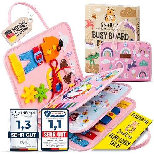 SpielLieb® Montessori Busy Board 3 Jahre - interaktives Activity Board Spielzeug für Kleinkinder - Beschäftigung für Auto & Flugzeug - Ideales Busy Book Geschenk für Entwicklung & Motorik