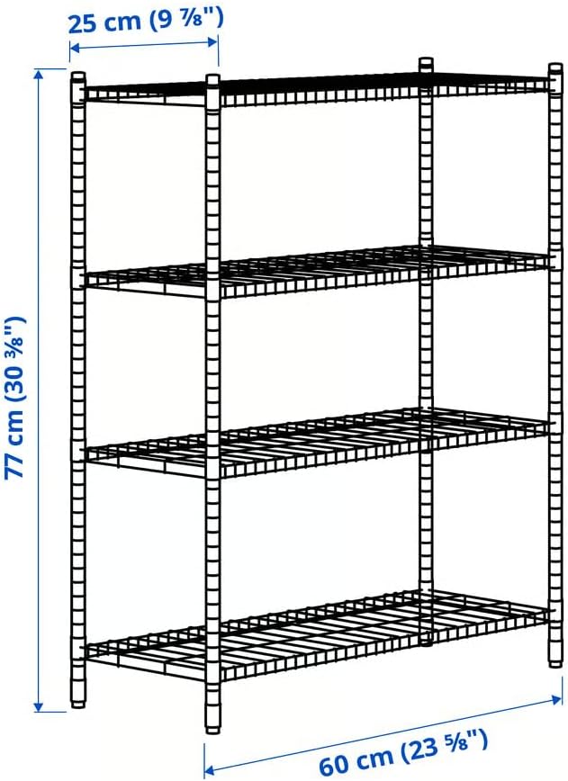 4-Tier Galvanized Metal Shelf Unit, Adjustable Storage Rack for Kitchen, Bathroom, or Hallway, Heavy Duty & Rust-Resistant, 23.6'' W x 9.7''D x 30.37''H