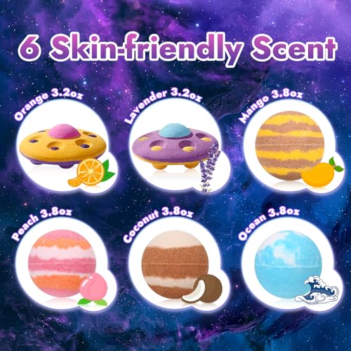 Galaxy-Bath-Bombs-for-Kids-with-Surprise-Inside-6-Organic-Bath-Bombs-with-4-Educational-Projection-Disks-1-Projector-Flashlight-Gentle-and-Kids-Friendly-Bubble-Bath-Fizzy-for-Birthday-Christmas