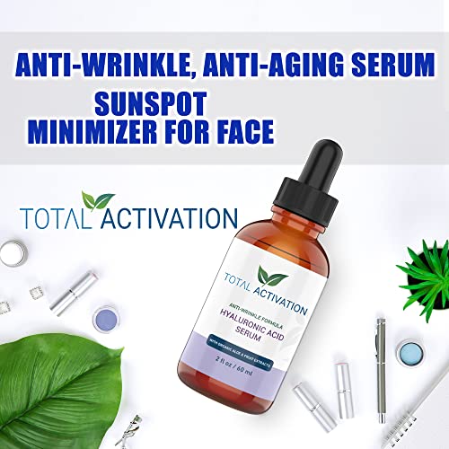 Pure, Natural Hyaluronic Acid Serum For Face With Organic Aloe, Fruit Extracts, Soothing Chamomile - Reduce Wrinkles, Fine Lines & Sun Spots - Anti Aging Enhanced Facial Moisturizer Serum, All Skin Types (2 Oz) #TOP1