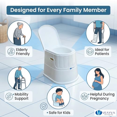 Image of VEAYVA heavy duty Portable Indian Toilet to Western Convertor EasyGo Round Portable Commode | Toilet stool | Toilet Commode for | Commode Stool | Portable Toilet Seat