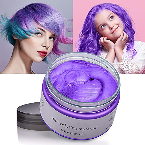 Hair Color Wax, Instant Hair Wax 4.23 OZ Purple Hair Dye Wax Hairstyle Natural Matte Wax ( Purple )