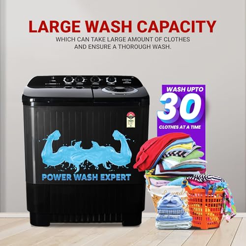 Image of ONIDA 12 Kg 5 Star Semi-Automatic Top Loading Washing Machine (S12GS1, Black, Cyclone Pulsator, Waterfall Technology)