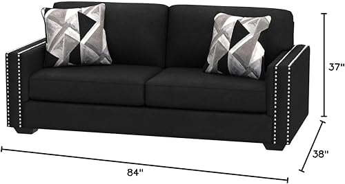 Miniatura 3 de Signature Design by Ashley Gleston Sofá Glam de estilo alto con ribete de clavos, color negro