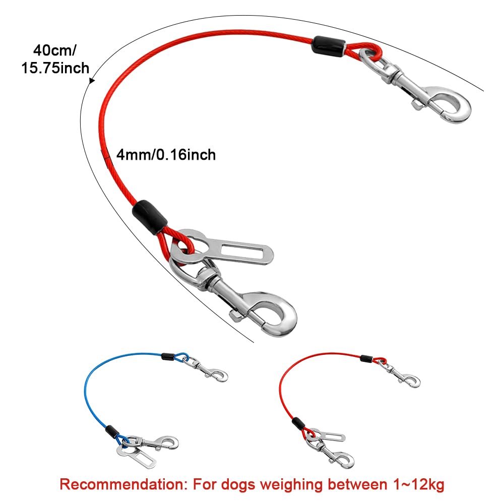 2 Pezzi Guinzaglio per Cani Prova di Masticare, 40 cm Cintura di Sicurezza per Cani Auto, Cavo per Legare Il Cane, Guinzaglio Retriever Resistente per Cuccioli, Cane di Piccola e Media Taglia