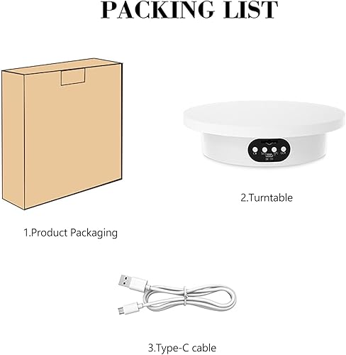 Vista 13 de YVV Soporte de exhibición giratorio, mesa giratoria motorizada de 360 grados, soporte de exhibición giratorio de velocidad ajustable, giratorio 4.72