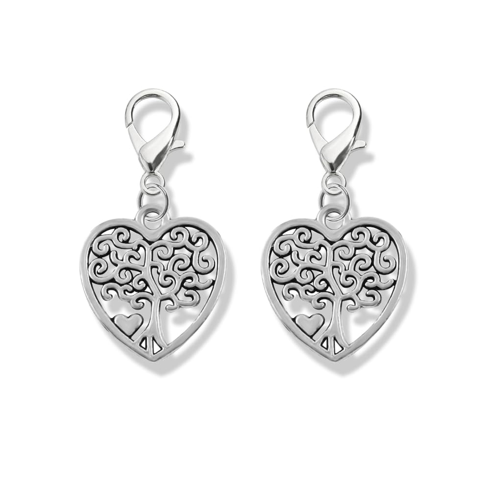 Tree of Life Zipper Pull Purse Charm Silver Clip On Charms,Zipper Pull, Perfect for Necklaces, Bracelets, Keychain and Earrings