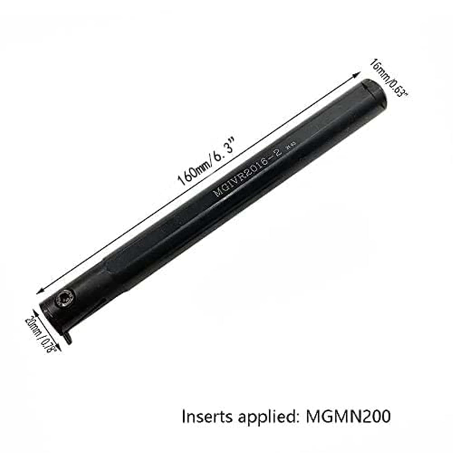 GBJ MGIVR2016-2 with MGMN200-G 3020 Grooving Cut-Off Cutter Grooving Insert Boring Bar 16mm 5/8" Grooving Cut-Off Holder for MGMN200 Carbide Inserts Holder