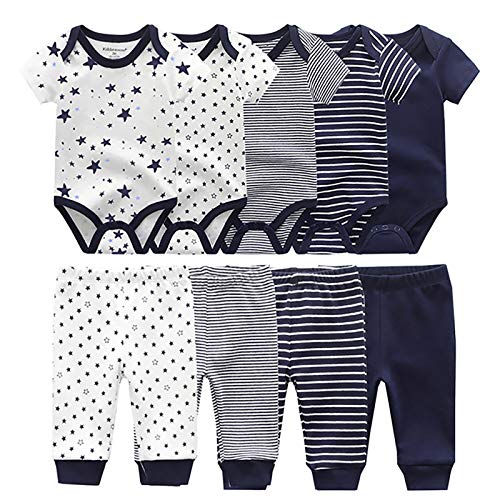 MAMIMAKA Baby Bodysuits Short Sleeve Onesies Baby Pants Trousers for Baby Boys and Girls