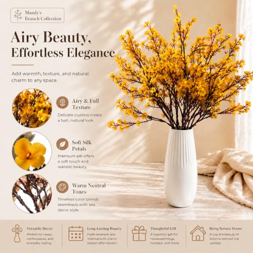 Image of Mandy's 6 Bundles Artificial Dark Yellow Baby's Breath Flowers