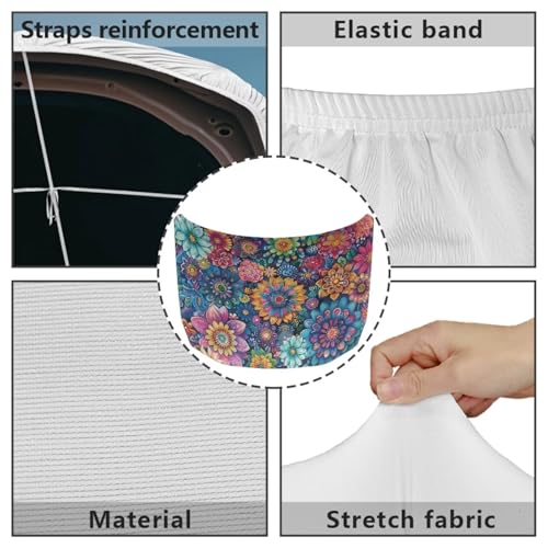 Image of Bohemian Flower Car Hood Cover, Stretch Polyester Car Hood Protector Removable Automotive Accessories Suitable Most Auto Sedans Trucks Pickup Sports Cars