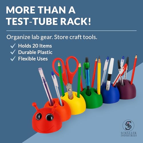 Image of S I Schaller Industries Rainbow Caterpillar Test Tube Holder, 13mm - Veterinary Blood Test Tube Rack, Holds 20 Vials, Compact Fun Design Organizer for Pediatric and Veterinary Use