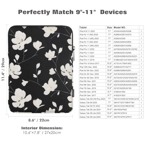 Image of MoKo 9-11 Inch Tablet Sleeve Bag Padded Protetive Carrying Case | Fits New 11inch iPad Air M4, iPad A16 2025, iPad Pro 11 M4, Air 5 /4 /3, iPad 10 /9 /8th Gen, Tab S8 /S9 11 inch, Magnolia