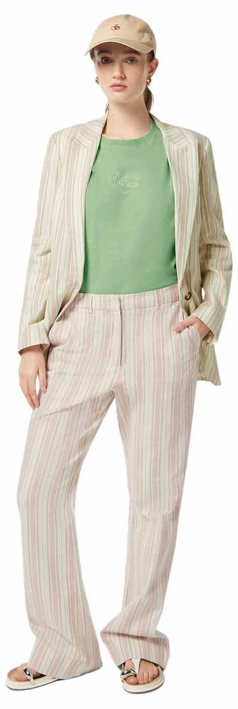 Scotch & Soda Women's Violet Cotton Blend Pant Casual, Lurex Linen Stripe, 24W x 32L