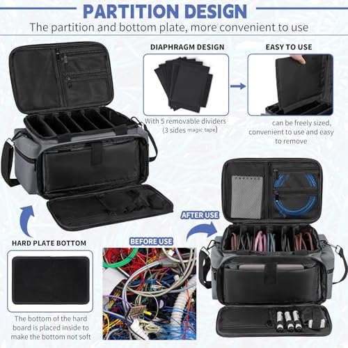 Image of AKOZLIN Cable File Bag with Dividers for Sound Instrument Accessories