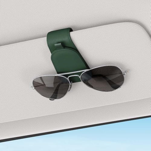 Image of Sotfamily Sunglass Holder for Car Visor, Grass Green, 2 Packs | Suede Cloth, Magnetic, Organizer for Car Accessories