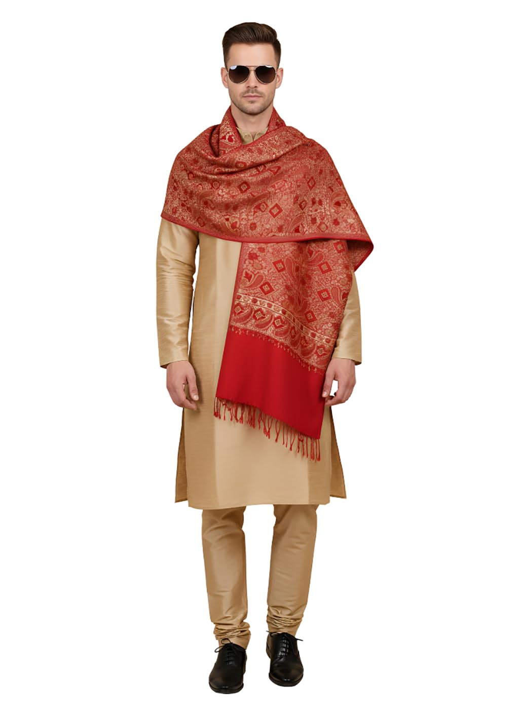 muffly Men Premium Wool Blend Embroidered Men Stole with Elegant Tasselled Finishing-picture-26