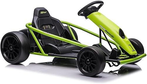 Go Kart de 24 V para niños de 8 a 12 años, 300 W x 2 motores extra potentes, batería grande de 9 Ah de 8 MPH de alta velocidad con música, bocina,