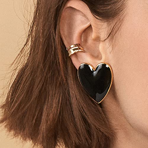 Heart Romance Enamel Big Statement Stud Earring Colorful Minimalism Geometric Jewelry Idea Gifts for Mom Lover Friends Women3