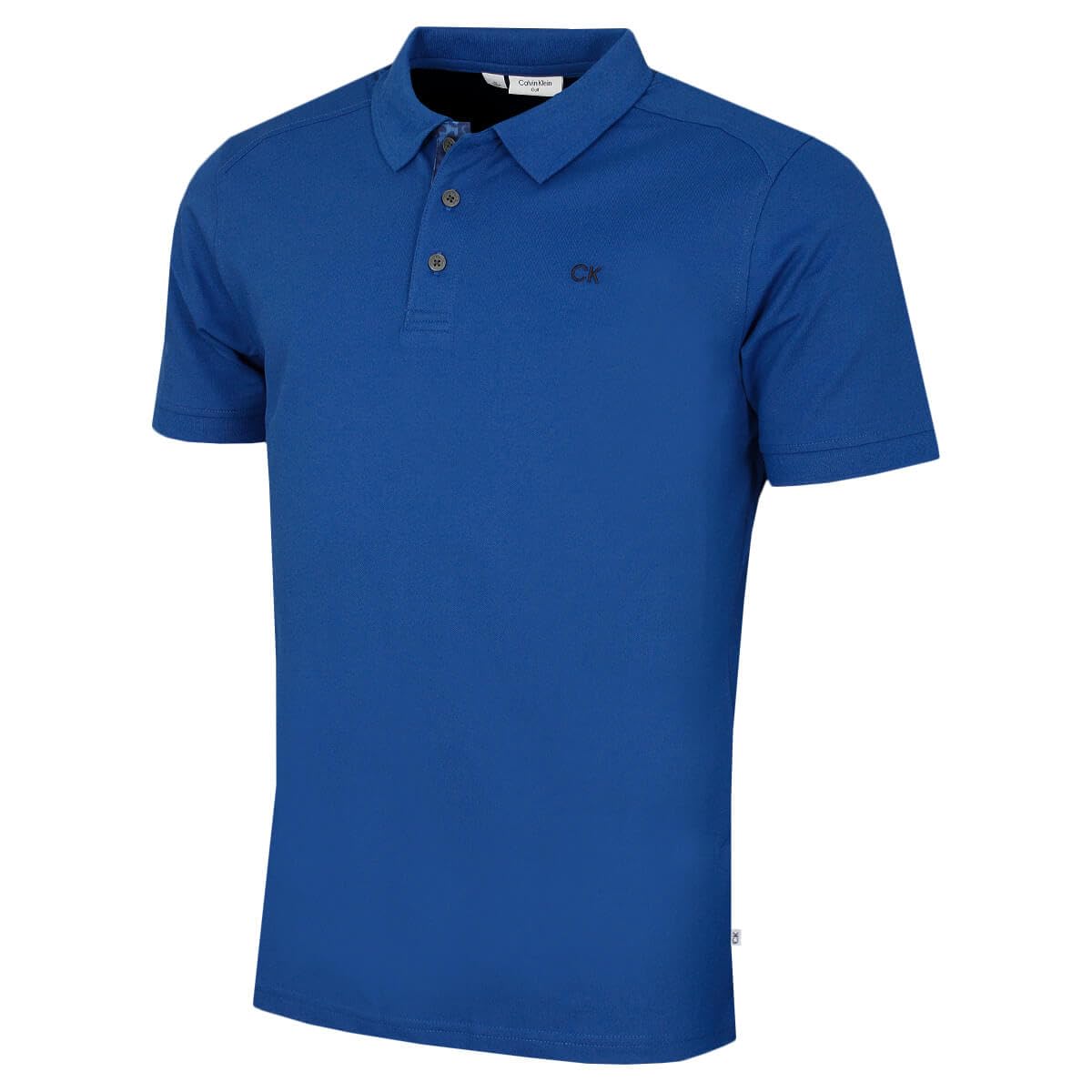 Calvin Klein Men's Dresden Blue Camo Campus 3 Button Polo Shirt - Xxxxxl