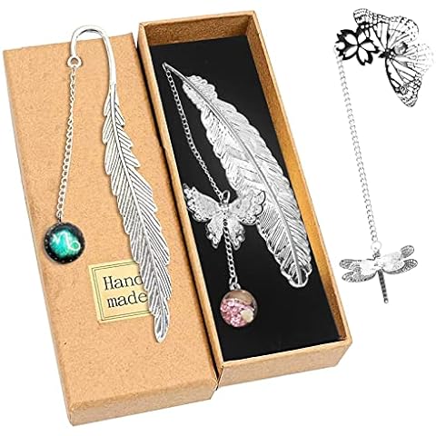Metal Feather Lesezeichen 3 Stück Feder Metall Lesezeichen Feder-Lesezeichen aus Metall Klassisches Retro-Lesezeichen Ideales Geschenk Cover
