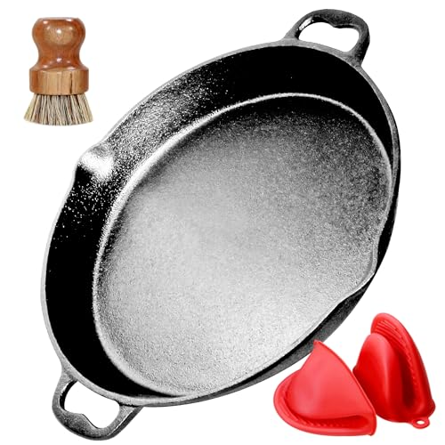 Grillpfanne Pre-seasoned Pfanne Gusseisen 35CM paella pfanne Gusseisenpfanne Gusspfanne grillpfanne...