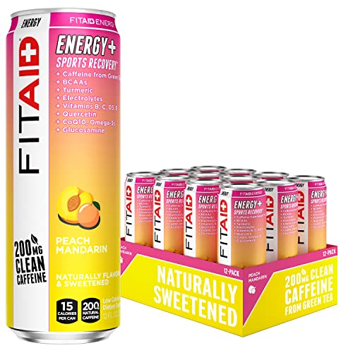 Image of FITAID ENERGY, 200mg Natural Caffeine, Keto, Peach Mandarin, Optimum Performance Formula: BCAAs, Quercetin, Electrolytes, Omega-3s, 15 calories, Paleo, Vegan & Gluten-Free,12 Fl Oz (Pack of 12)