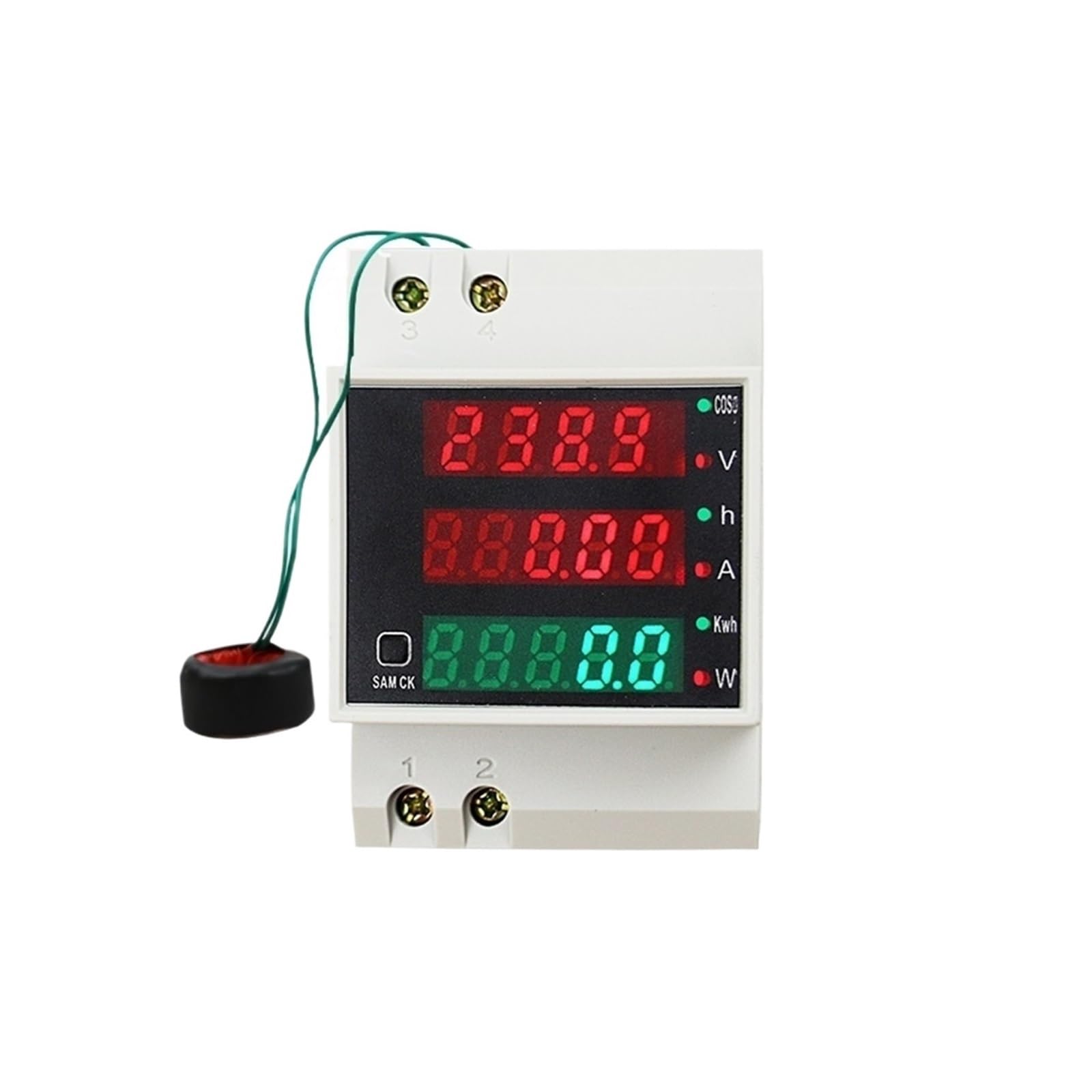 PXQCHAVLN D52-2047 DIN-Rail Multi-Function Digital Meter Measuring AC Power Time Current Voltage Factor LED CT100A