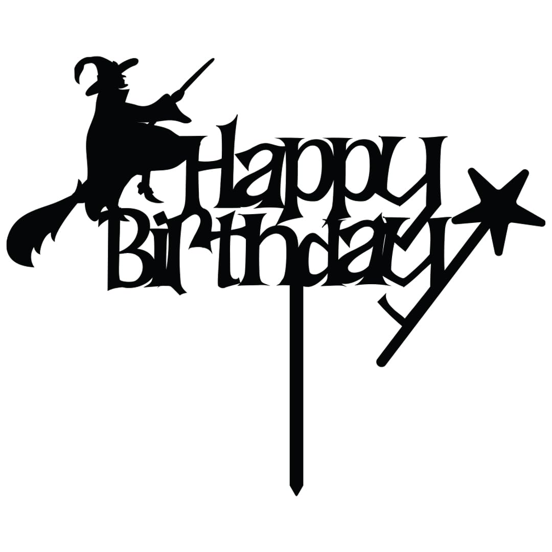 Wickedly Magical Witch Happy Birthday Acrylic Cake Topper