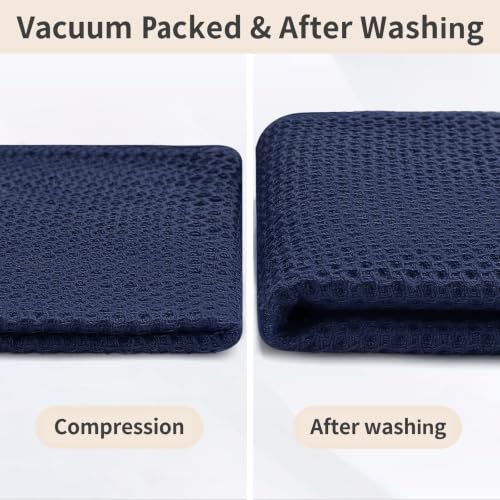 Image of Homaxy 100% Cotton Waffle Weave Kitchen Dish Towels 6-Pack, Dark Navy | 13 x 28 Inches, Ultra Soft Absorbent Dish Towels, Quick Drying Cleaning Towels