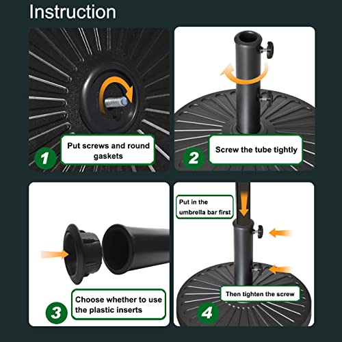 EliteShade USA Umbrella Base Stand Market Patio Outdoor Heavy Duty Umbrella Holder with Concave Radial Pattern,Black - Image 5