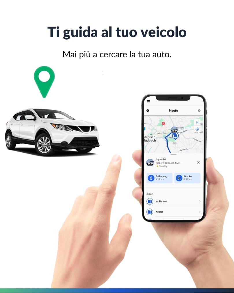 Comeback 4G GPS tracker per auto, moto, camper, camion con supporto magnetico, scheda SIM integrata, app di monitoraggio live per Android/iOS, avvisi di velocità e geofence