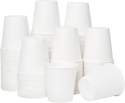RACETOP 100 unidades Vasos de papel de 3 onzas para baño, pequeños vasos de papel desechables, tazas de baño, tazas de enjuague bucal, ideal para