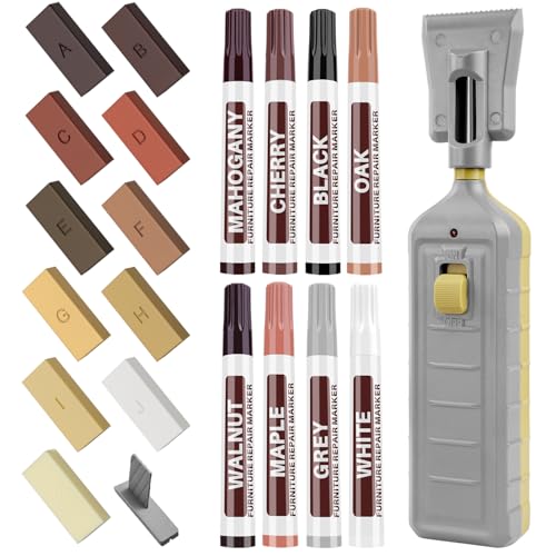 REBECCA Vinyl Laminate Floor Repair Kit with Heat Pen - Hard Wax and Furniture Touch up Markers, Professional Wood Repair Kit, to Restore Floor Scratches, Cracks, Holes on Floors, Doors, Cabinet