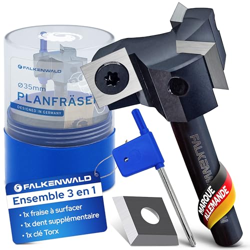 Falkenwald® Fraise à surfacer coupe Ø 35mm/tige Ø 8mm - Fraise defonceuse 8mm pour bois - Outillage bois professionnel