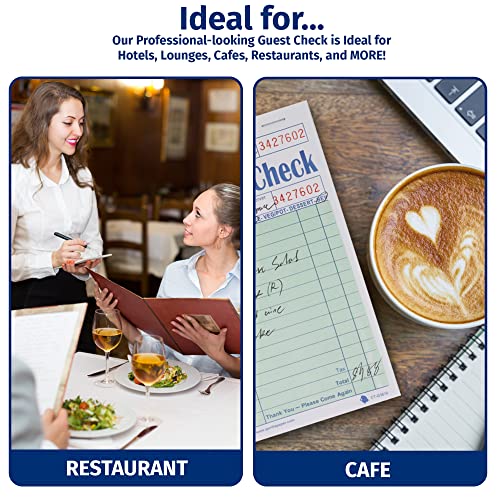 [1000] Gorilla Supply Mini Guest Check Book 3.4" X 5.04" Server Notepads Order Pad For Waiter And Waitress, Bond Single Part Perforated Checks, Green, 1000 (100 Checks X 10 Books) #TOP5